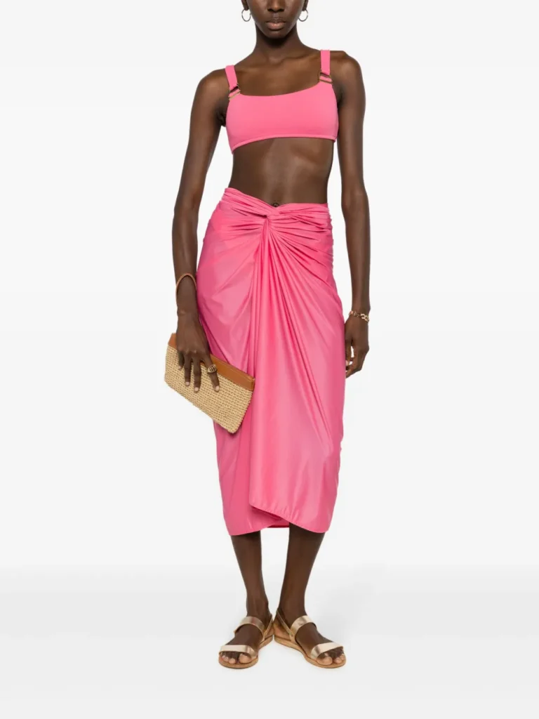 A Knot-Detail Midi Sarong, featuring chic knot detailing and a versatile midi length, perfect for summer styling.