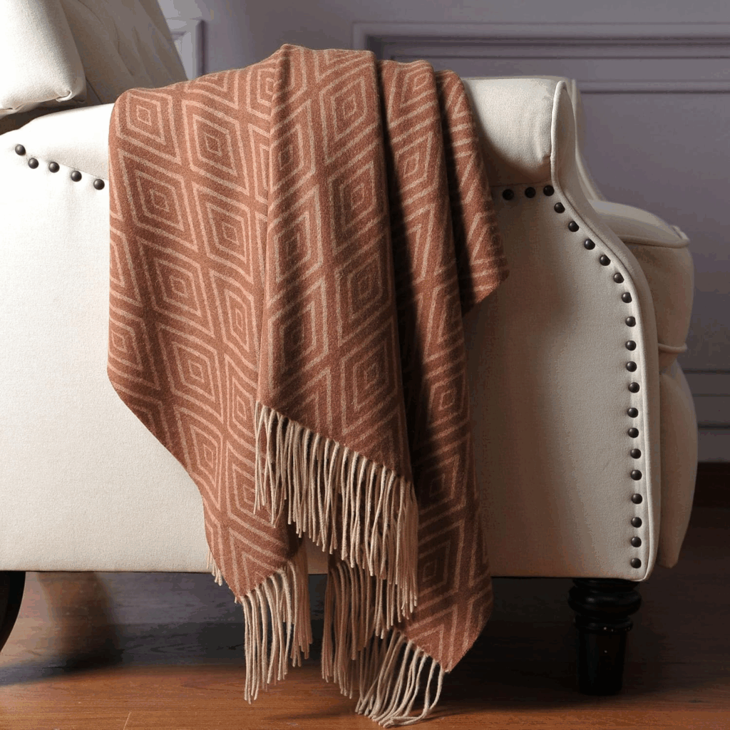 Premium Cashmere Throw Blanket with Fringe