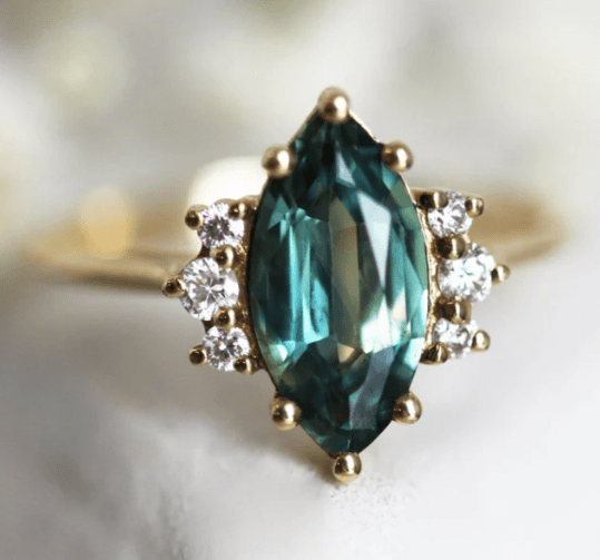 Morena Teal Sapphire Diamond Ring