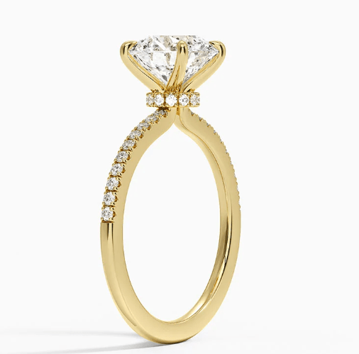 Demi Half Coverage Diamond Engagement Ring in 18K Yellow Gold