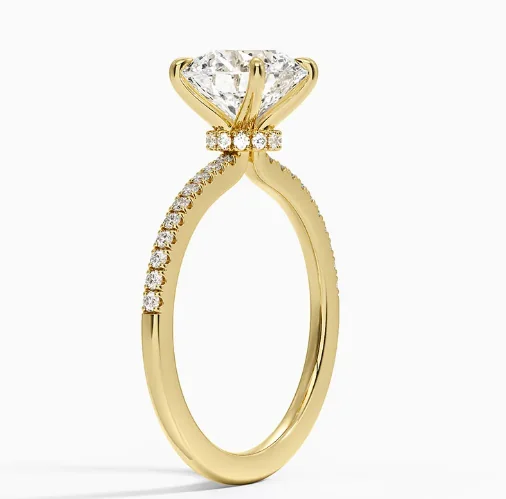 Demi Half Coverage Diamond Engagement Ring in 18K Yellow Gold