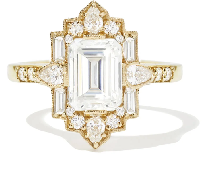 Bold emerald cuts and delicate pears create perfect symmetry.
