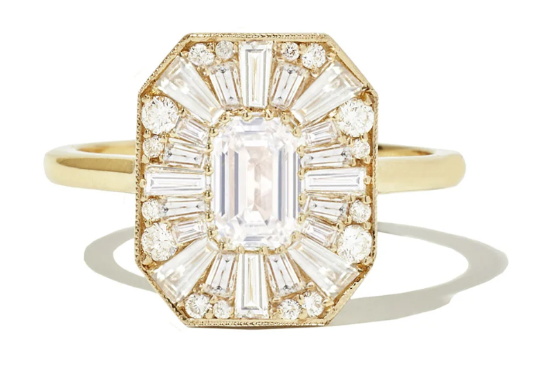 A dazzling display of movement and precision around an emerald cut.