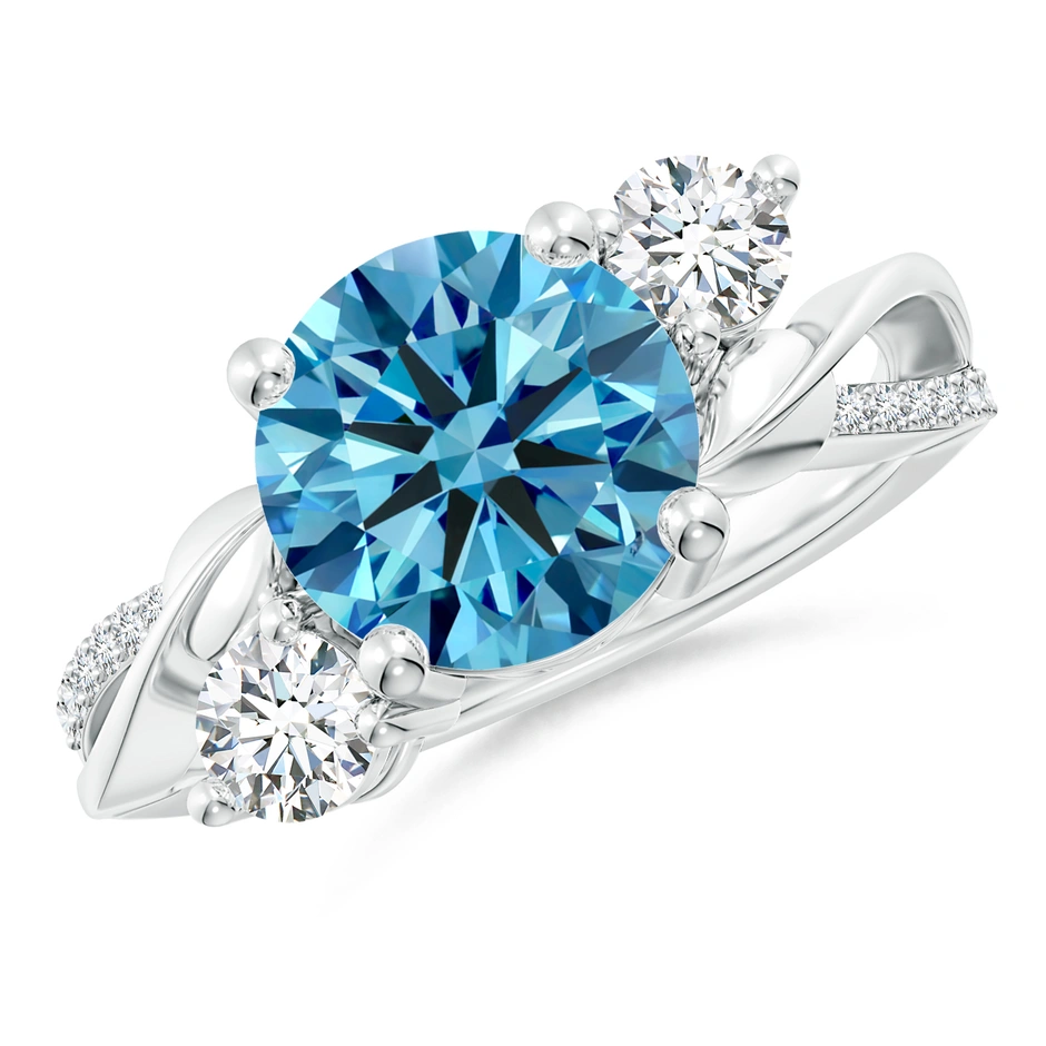Fancy Intense Blue and White Diamond Twisted Vine Ring
