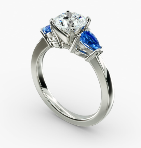 Classic Pear Shaped Sapphire Engagement Ring in 14k White Gold