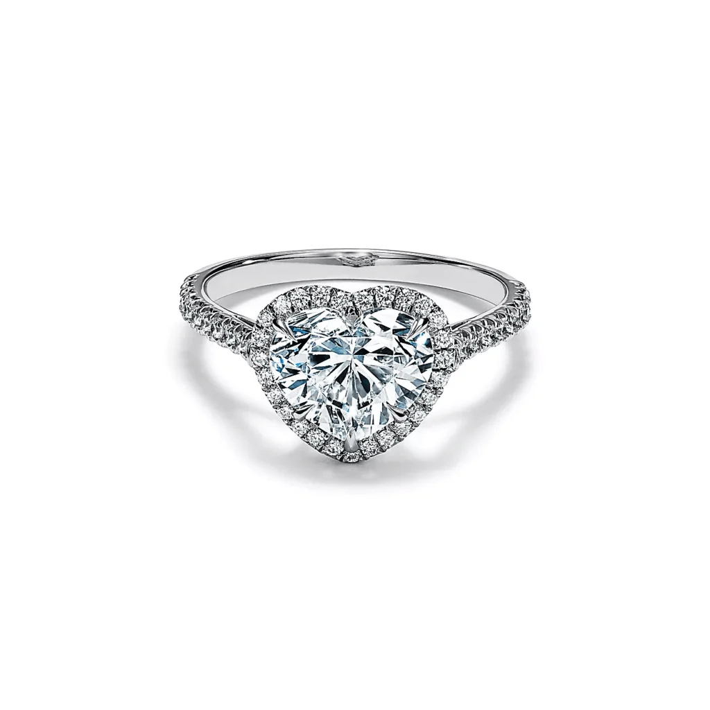 Tiffany Soleste® Heart-shaped Halo Engagement Ring with a Diamond Platinum Band