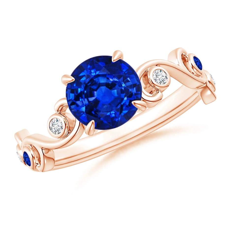 Blue Sapphire and Diamond Ivy Scroll Engagement Ring