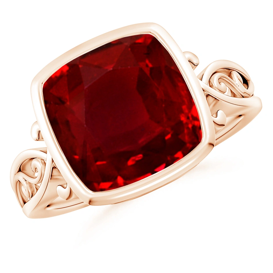 Vintage Style Cushion Ruby Solitaire Ring