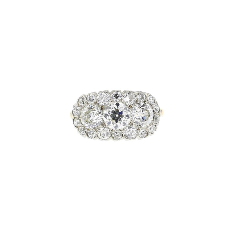 Platinum, Gold and Diamond Three Stone Ring