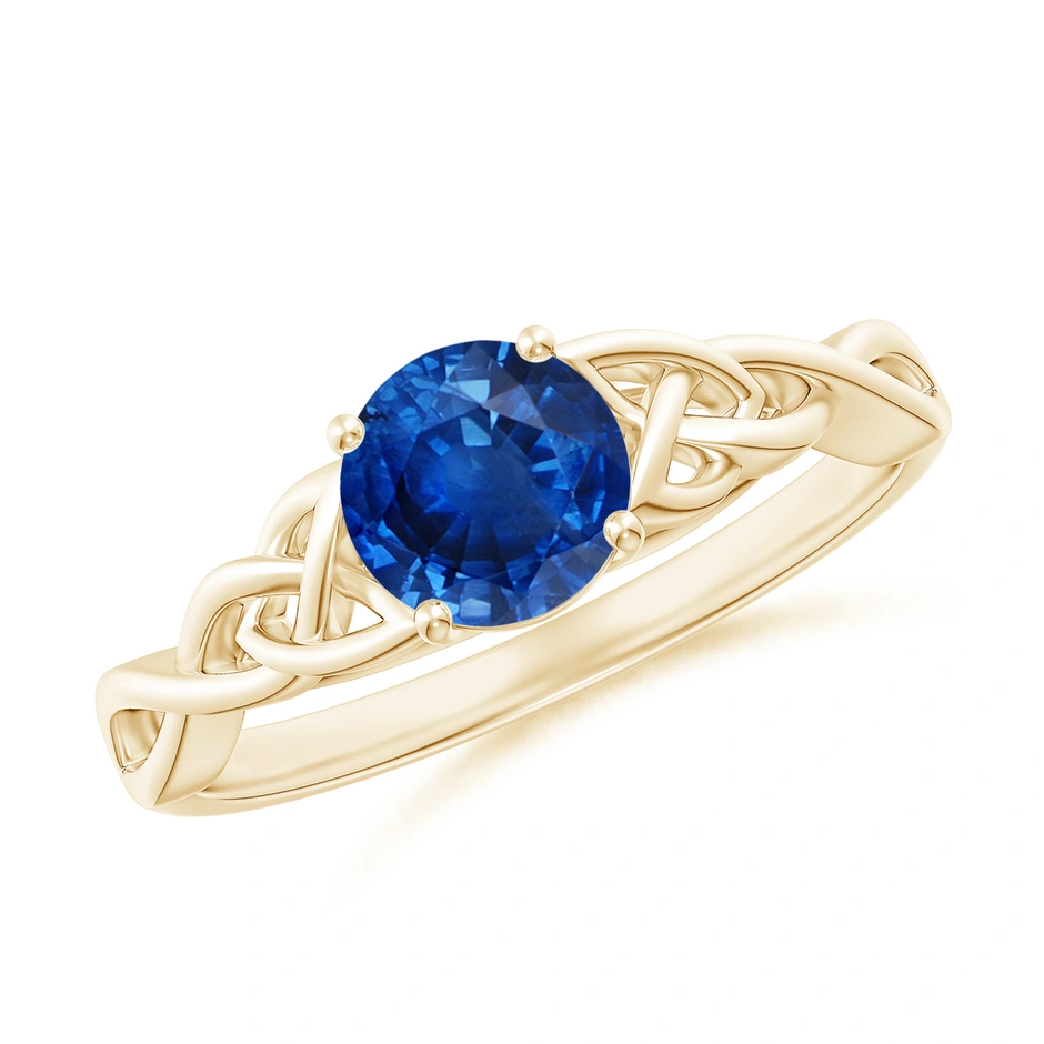 Round Blue Sapphire Celtic Knot Engagement Ring