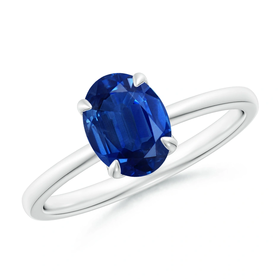 Solitaire Oval Claw-Set Blue Sapphire Classic Engagement Ring