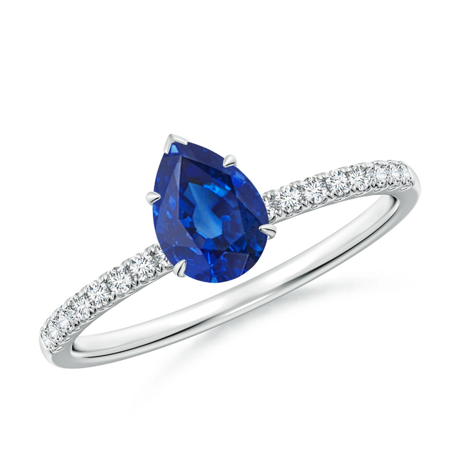 Pear-Shaped Blue Sapphire Hidden Halo Engagement Ring
