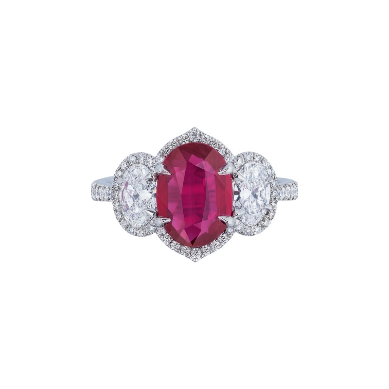 Platinum, 2.61ct Ruby and Diamond Ring