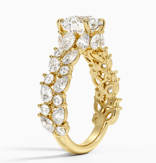 Olivetta Double Row Diamond Engagement Ring in 18K Yellow Gold