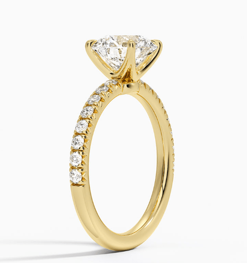 Amelie Half-Coverage Diamond Engagement Ring in 18K Yellow Gold