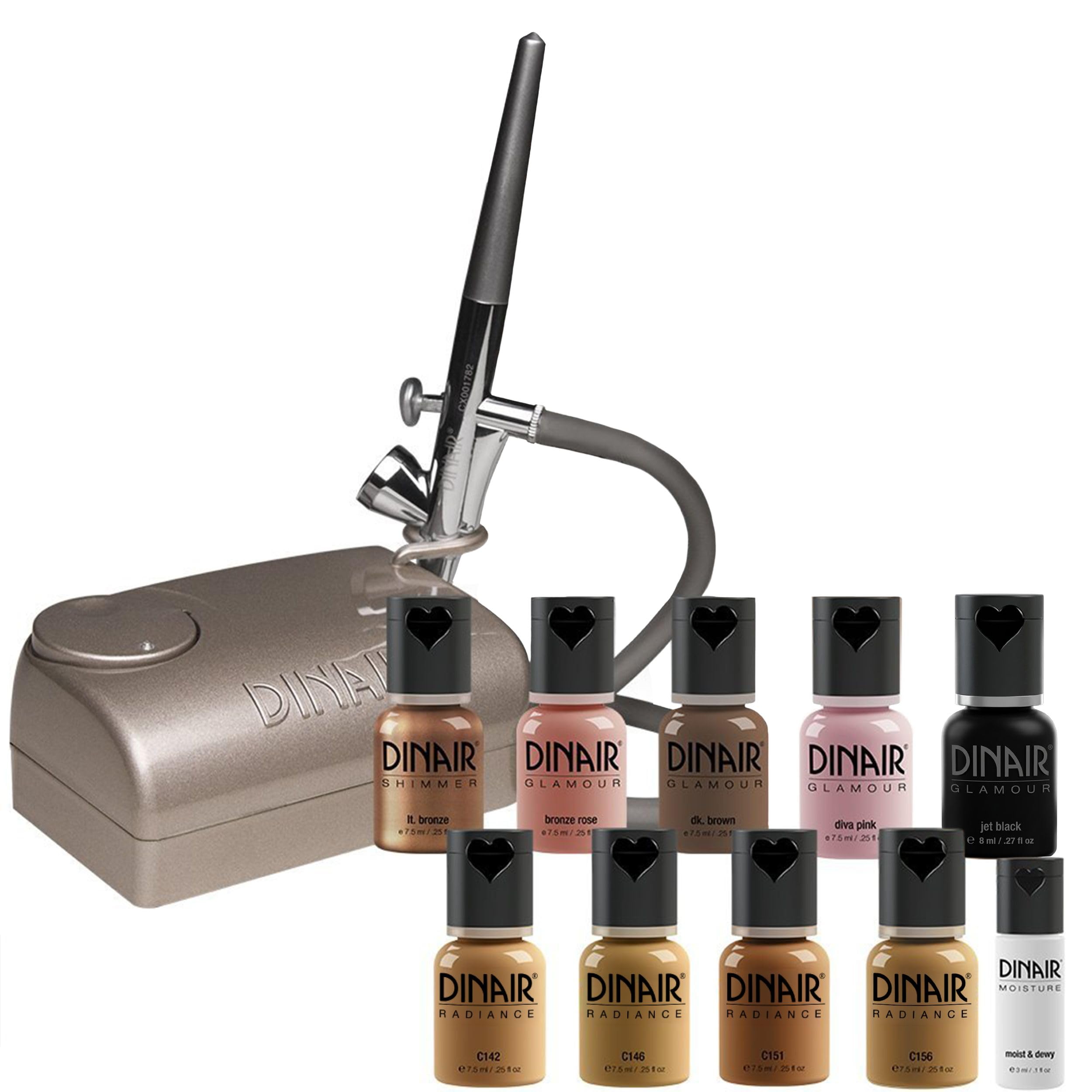 Dinair 10-piece airbrush makeup kit in Tan