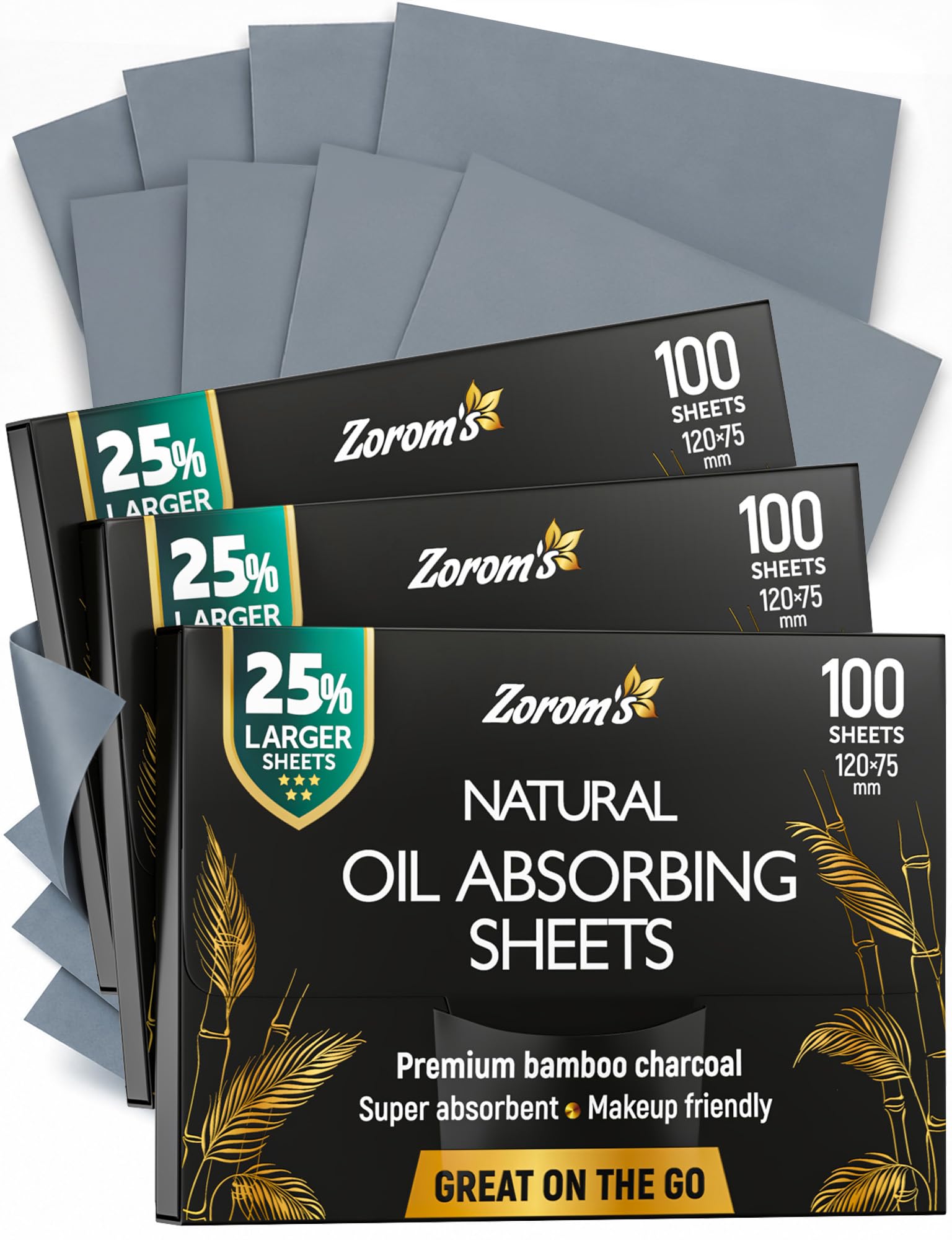 Three packs of XL oil blotting sheets for the face
