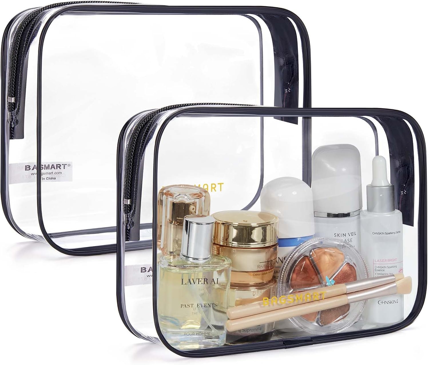 BAGSMART clear toiletry bags, two pack