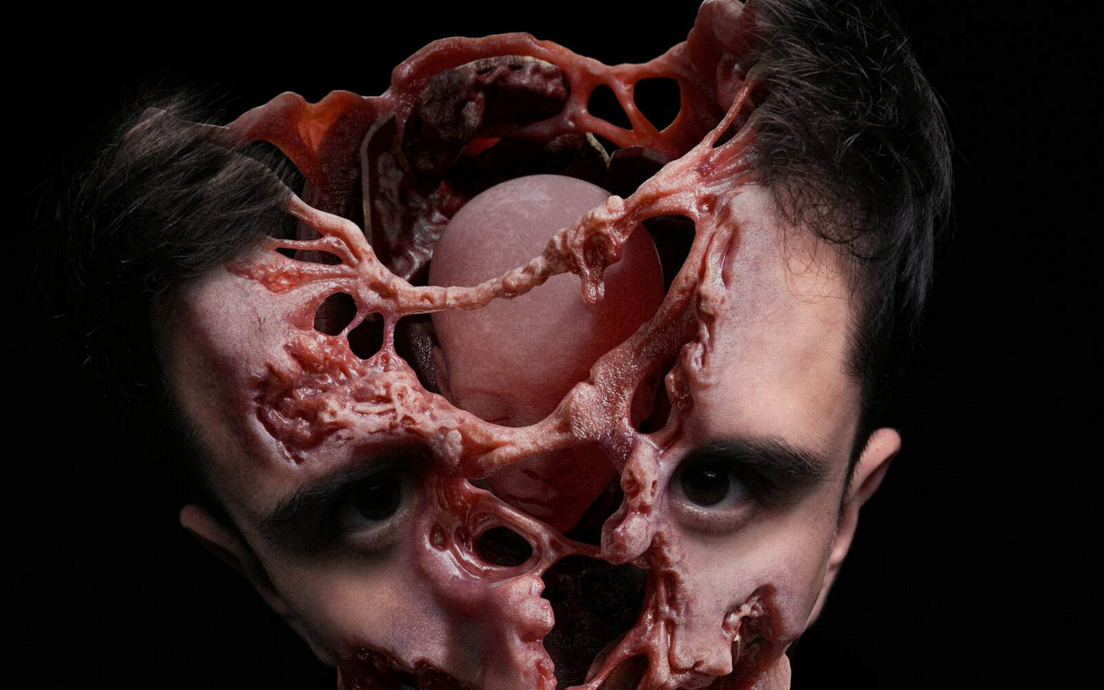 Actor wearing a prosthetic special effects makeup wound