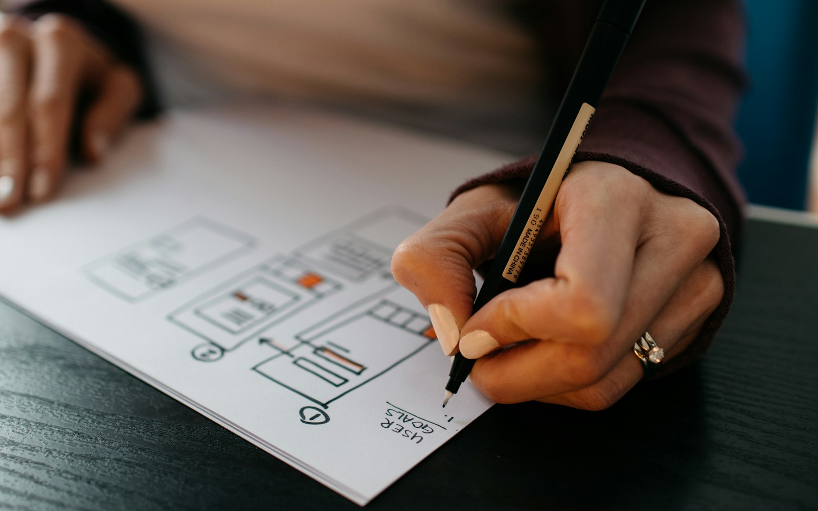 Hand writing figures on a sheet of paper
